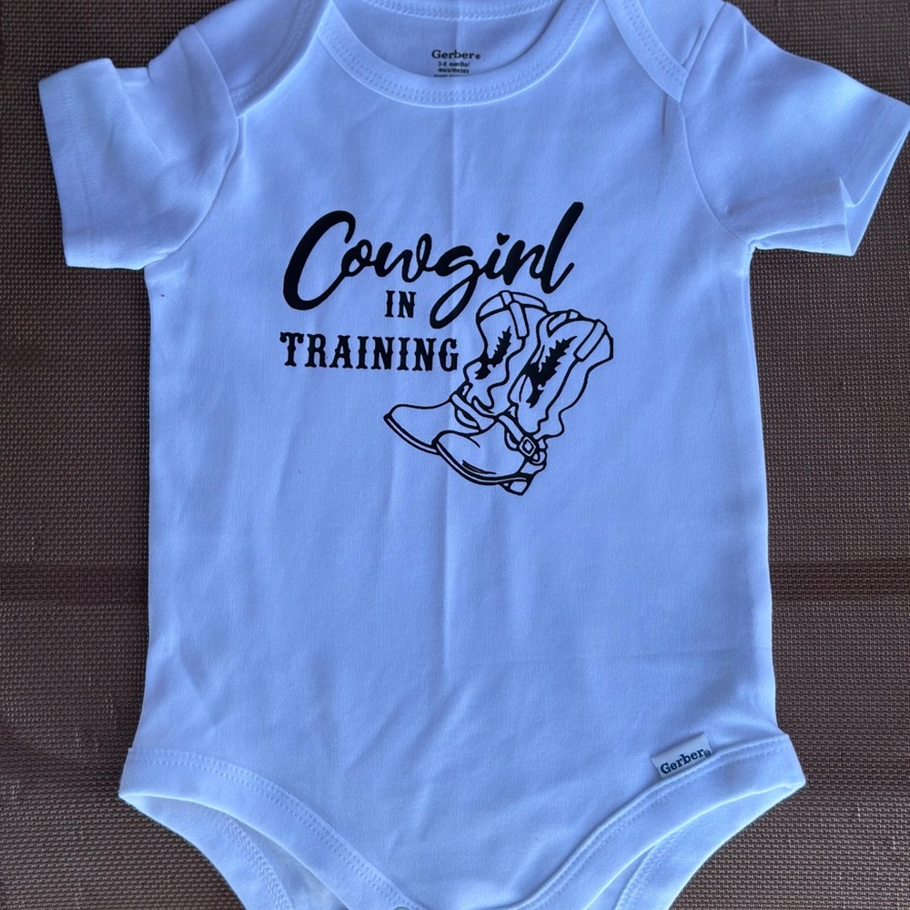 Gerber White Bodysuit with Cowgirl Design